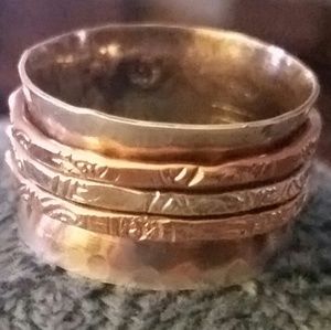 Sterling Silver wide band w/bronze spinner rings